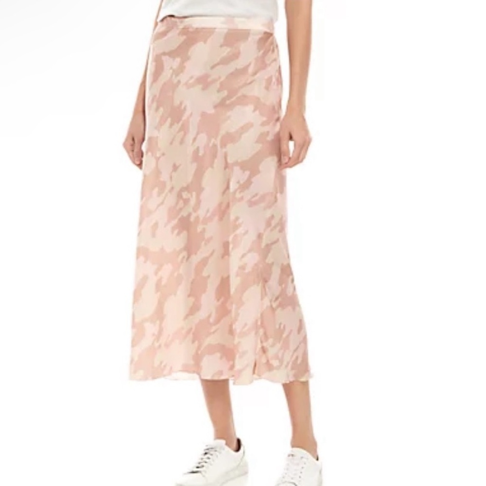 Free People Kendall Pink Camo MIDI Skirt Size XS